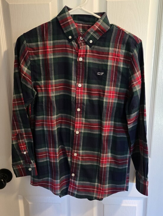 Vineyard Vines Other - Vineyard Vines Boys Red/Navy Flannel Plaid Button-Down (Sz M 12/14) NWT
